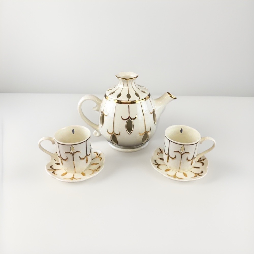 Partylite Tea for Two‎ Votive Candle Holder Teapot w/Matching Cup & Saucer Sets - Picture 1 of 10